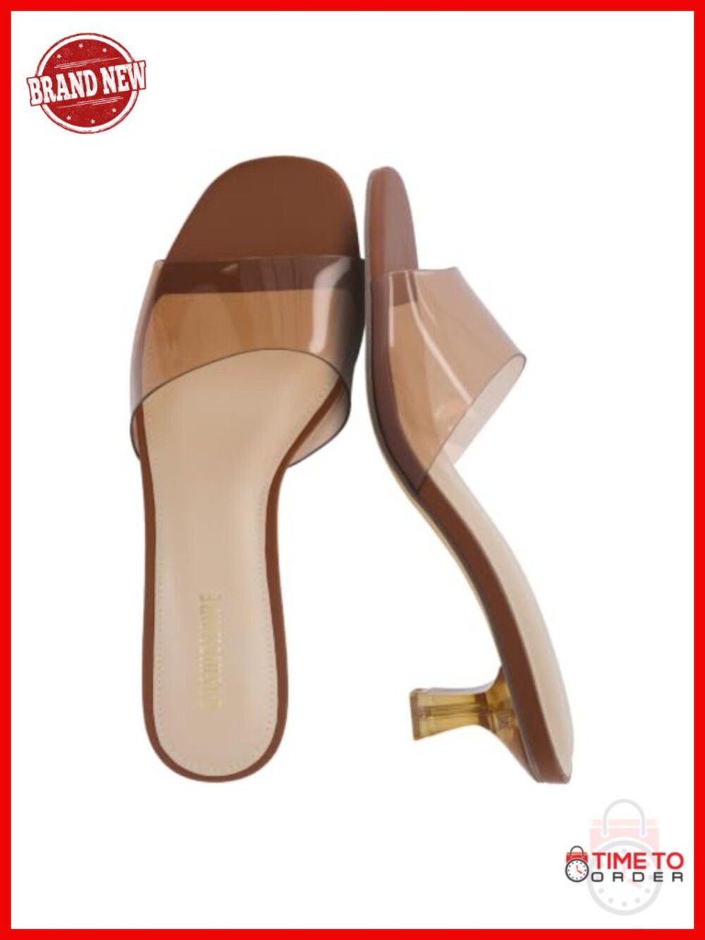 Doral Clear Kitten Heel Sandals Open Toe Slip-On 1.75 Inch Heels